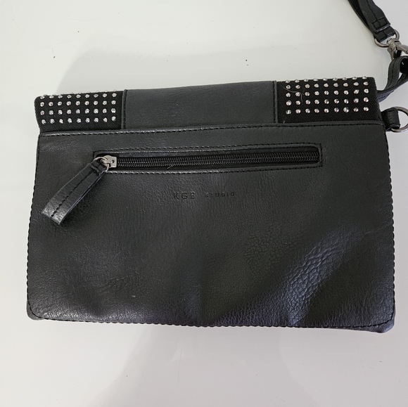 KGB Studio Black Fold Over Clutch with Stud Accents - Picture 3 of 7